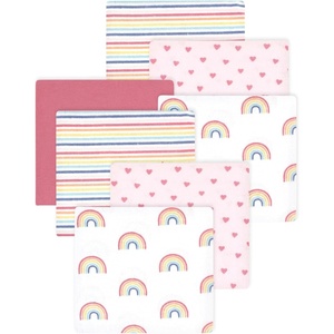 image:imageLittle Treasure Hudson Baby Cotton Poly Flannel Receiving Blankets Multipack Green Forest Animals 30x30 inchesPink Creative Rainbow