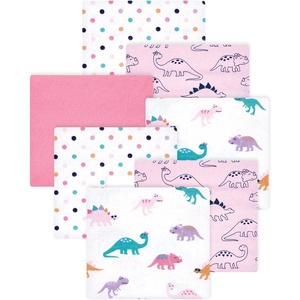 image:imageLittle Treasure Hudson Baby Cotton Poly Flannel Receiving Blankets Multipack Green Forest Animals 30x30 inchesPink Cuteasaurus
