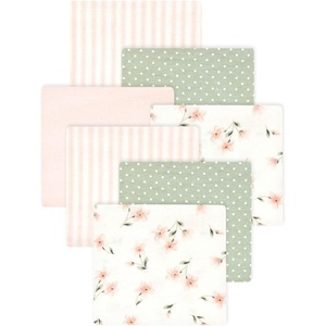 image:imageLittle Treasure Hudson Baby Cotton Poly Flannel Receiving Blankets Multipack Green Forest Animals 30x30 inchesPink Dainty Florals