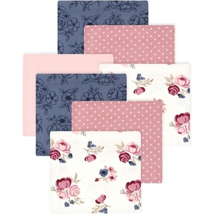 image:imageLittle Treasure Hudson Baby Cotton Poly Flannel Receiving Blankets Multipack Green Forest Animals 30x30 inchesPink Dusty Rose Floral