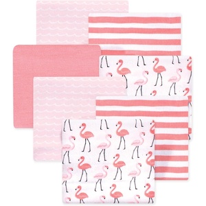 image:imageLittle Treasure Hudson Baby Cotton Poly Flannel Receiving Blankets Multipack Green Forest Animals 30x30 inchesPink Flamingos