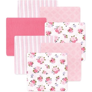 image:imageLittle Treasure Hudson Baby Cotton Poly Flannel Receiving Blankets Multipack Green Forest Animals 30x30 inchesPink Garden