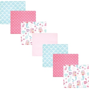image:imageLittle Treasure Hudson Baby Cotton Poly Flannel Receiving Blankets Multipack Green Forest Animals 30x30 inchesPink Mermaid