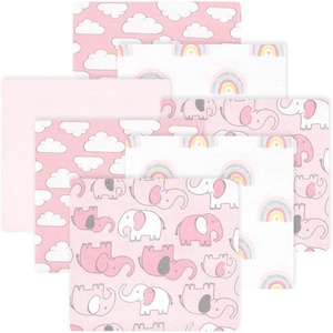image:imageLittle Treasure Hudson Baby Cotton Poly Flannel Receiving Blankets Multipack Green Forest Animals 30x30 inchesPink New Elephant