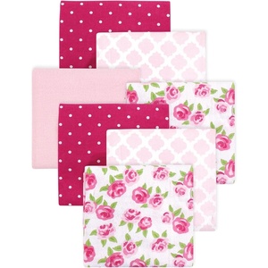 image:imageLittle Treasure Hudson Baby Cotton Poly Flannel Receiving Blankets Multipack Green Forest Animals 30x30 inchesPink Rose