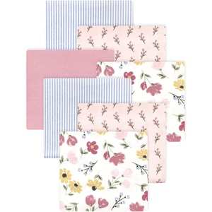 image:imageLittle Treasure Hudson Baby Cotton Poly Flannel Receiving Blankets Multipack Green Forest Animals 30x30 inchesPink Soft Painted Floral