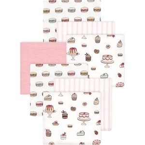 image:imageLittle Treasure Hudson Baby Cotton Poly Flannel Receiving Blankets Multipack Green Forest Animals 30x30 inchesPink Sweet Bakery