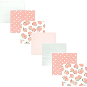 image:imageLittle Treasure Hudson Baby Cotton Poly Flannel Receiving Blankets Multipack Green Forest Animals 30x30 inchesPink Sweet Peach