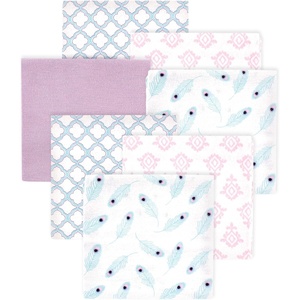 image:imageLittle Treasure Hudson Baby Cotton Poly Flannel Receiving Blankets Multipack Green Forest Animals 30x30 inchesPurple Peacock Feather
