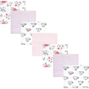 image:imageLittle Treasure Hudson Baby Cotton Poly Flannel Receiving Blankets Multipack Green Forest Animals 30x30 inchesPurple Tea Party