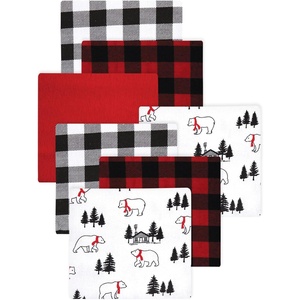 image:imageLittle Treasure Hudson Baby Cotton Poly Flannel Receiving Blankets Multipack Green Forest Animals 30x30 inchesRed Buffalo Plaid Bear