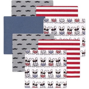 image:imageLittle Treasure Hudson Baby Cotton Poly Flannel Receiving Blankets Multipack Green Forest Animals 30x30 inchesRed French Dog