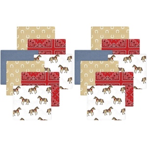 image:imageLittle Treasure Hudson Baby Cotton Poly Flannel Receiving Blankets Multipack Green Forest Animals 30x30 inchesRojo  Red Cowboy