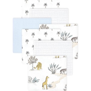 image:imageLittle Treasure Hudson Baby Cotton Poly Flannel Receiving Blankets Multipack Green Forest Animals 30x30 inchesWhite Safari World