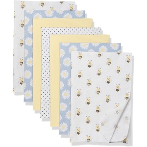 image:imageLittle Treasure Hudson Baby Cotton Poly Flannel Receiving Blankets Multipack Green Forest Animals 30x30 inchesYellow Daisy Bee