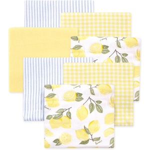 image:imageLittle Treasure Hudson Baby Cotton Poly Flannel Receiving Blankets Multipack Green Forest Animals 30x30 inchesYellow Lemons