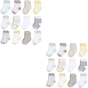image:imageHudson Baby Unisex Baby Cotton Rich Newborn and Terry SocksNeutral Stripe 24piece