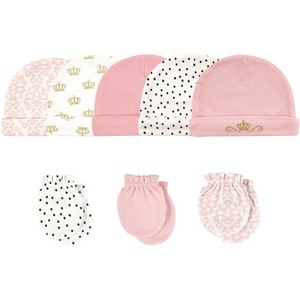 image:imageHudson Baby Unisex Baby Cotton Cap and Scratch Mitten SetCrown