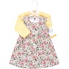 image:imageHudson Baby Toddler and Girls Cotton Dress and Cardigan SetPink Yellow Pretty Floral