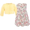 image:imageHudson Baby Toddler and Girls Cotton Dress and Cardigan SetPink Yellow Pretty Floral