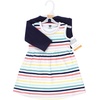 image:imageHudson Baby Toddler and Girls Cotton Dress and Cardigan SetSunset Stripe