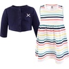 image:imageHudson Baby Toddler and Girls Cotton Dress and Cardigan SetSunset Stripe