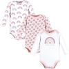 image:imageHudson Baby Baby Girls Cotton Longsleeve Bodysuits 3packModern Rainbow