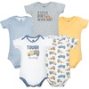 image:imageHudson Baby Infant Boys Cotton Bodysuits 5Pack Blue Construction Trucks Newborn