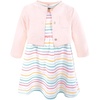 image:imageHudson Baby Toddler and Girls Cotton Dress and Cardigan SetHappy Stripe