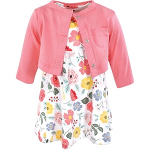 image:imageHudson Baby Toddler and Girls Cotton Dress and Cardigan SetModern Botanical