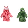 image:imageHudson Baby Girl Plush Animal Face Bathrobe 2Pack Penguin Boho FoxBoho Fox Dinosaur
