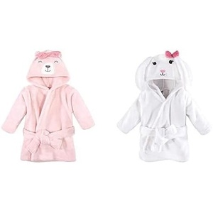 image:imageHudson Baby Girl Plush Animal Face Bathrobe 2Pack Penguin Boho FoxBear Bunny