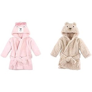 image:imageHudson Baby Girl Plush Animal Face Bathrobe 2Pack Penguin Boho FoxBear Cozy Bear