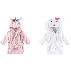 image:imageHudson Baby Girl Plush Animal Face Bathrobe 2Pack Penguin Boho FoxBlue Whimsical Unicorn Bunny