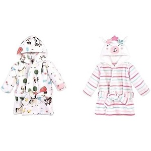 image:imageHudson Baby Girl Plush Animal Face Bathrobe 2Pack Penguin Boho FoxFarm Animals Flower Llama