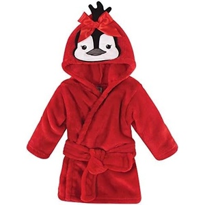 image:imageHudson Baby Girl Plush Animal Face Bathrobe 2Pack Penguin Boho FoxPenguin Boho Fox