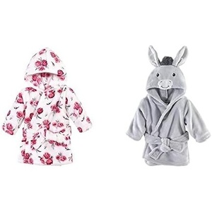 image:imageHudson Baby Girl Plush Animal Face Bathrobe 2Pack Penguin Boho FoxRose Donkey