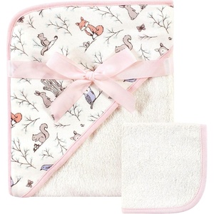 image:imageHudson Baby Unisex Baby Cotton Hooded Towel and Washcloth Little Lamb One SizeEnchanted Forest
