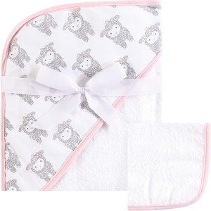 image:imageHudson Baby Unisex Baby Cotton Hooded Towel and Washcloth Little Lamb One SizeLittle Lamb