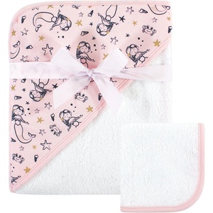 image:imageHudson Baby Unisex Baby Cotton Hooded Towel and Washcloth Little Lamb One SizeMermaid