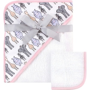 image:imageHudson Baby Unisex Baby Cotton Hooded Towel and Washcloth Little Lamb One SizePink Safari