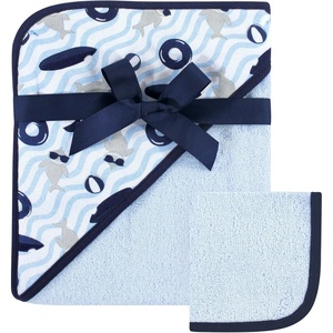 image:imageHudson Baby Unisex Baby Cotton Hooded Towel and Washcloth Little Lamb One SizeShark