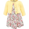 image:imageHudson Baby Infant and Toddler Girls Cotton Dress and Cardigan SetPink Yellow Pretty Floral