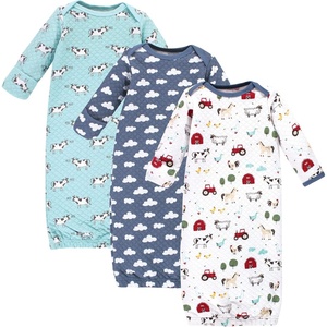image:imageHudson Baby Baby Hudson Baby Unisex Baby Quilted Cotton Gowns 3pkBoy Farm Animals
