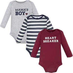 image:imageHudson Baby babyboys Cotton Longsleeve Bodysuits 3packBurgundy Heartbreaker