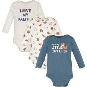 image:imageHudson Baby babyboys Cotton Longsleeve Bodysuits 3packCute Woodland