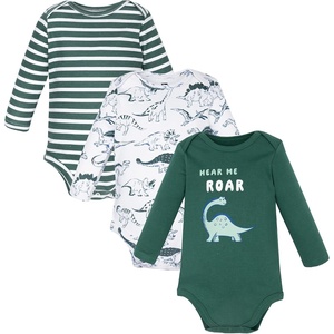 image:imageHudson Baby babyboys Cotton Longsleeve Bodysuits 3packHear Me Roar Dino