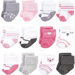 image:imageHudson Baby Baby 8pack Cotton Rich Newborn and Terry SocksBear Girl 12pack