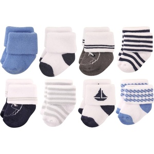 image:imageHudson Baby Baby 8pack Cotton Rich Newborn and Terry SocksBlue Nautical