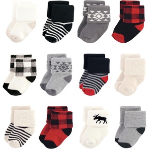 image:imageHudson Baby Baby 8pack Cotton Rich Newborn and Terry SocksBuffalo Plaid Moose